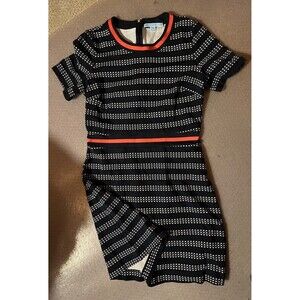Draper James Star Striped Ponte Knit A Line Short Sleeve Dress Women's Small